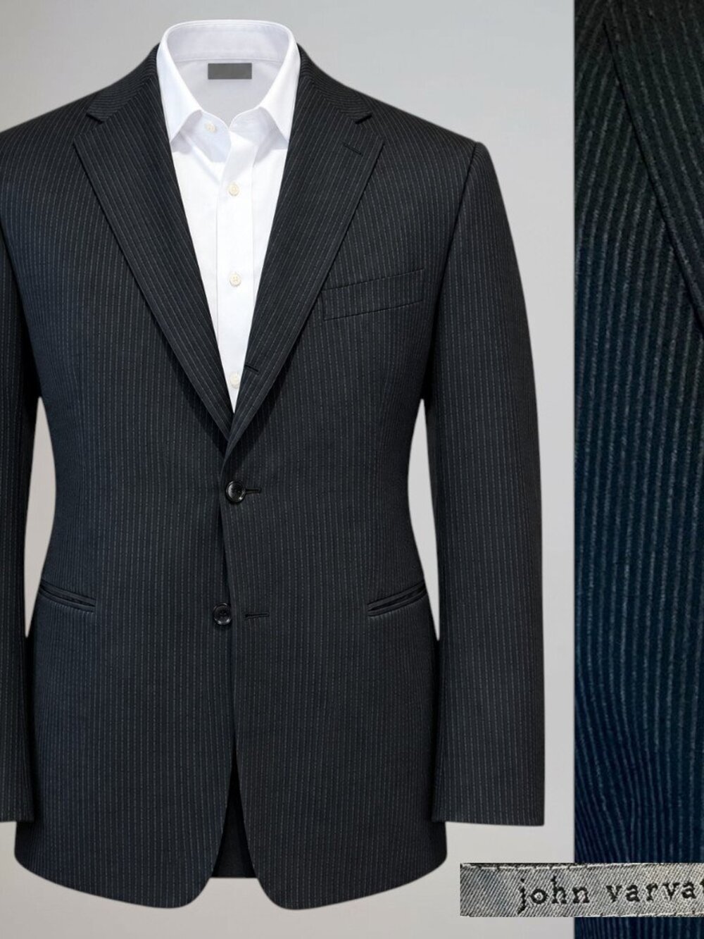 John Varvatos Italy 42R Charcoal Gray Micro-Stripe Blazer Sport Coat 3/2 Roll